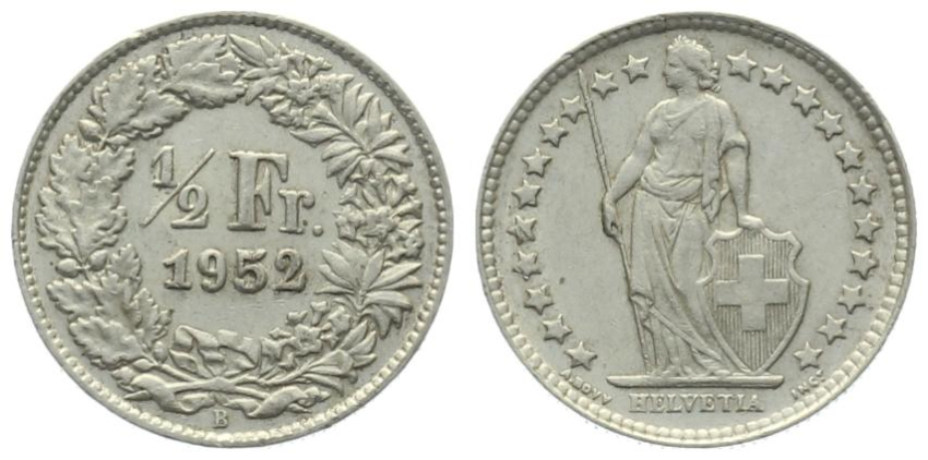 1/2 Franken 1952 B